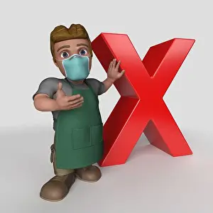 Keeper Prints: 3D Render of Cartoon Shop Keeper Character