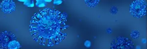Fever Prints: 3d render Coronavirus 2019-ncov flu microscopic view isolated on white background
