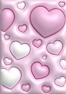 Lgbt Prints: 3D render of a cute wallpaper background with inflated hearts design