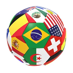 2014 Prints: 3D render of football with flags