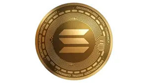 Cryptocurrency Prints: 3D Render of Gold Solana SOL Cryptocurrency Sign Isolated on a White Background