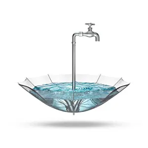 Fresh Water Prints: 3D render of water filled plastic umbrella with tap handle