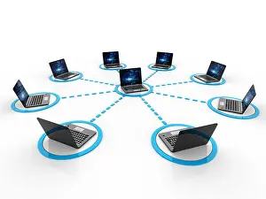 Networks Prints: 3d rendering Computer network, Global Internet Concept
