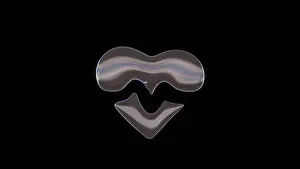Rise Prints: 3D rendering of distorted transparent soap bubble in shape of symbol of heart with pulse curve isolated on black