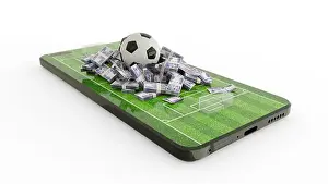 Statistic Prints: 3d rendering of Mobile phone Soccer betting
