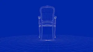Grille Prints: 3d rendering of an outline chair object