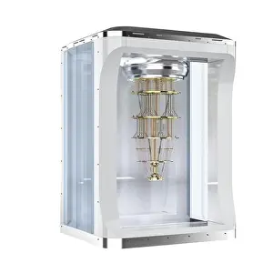 Artificial Intelligence Prints: 3d rendering quantum computer machine in shield capsule isolated on white