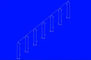 Tubes Prints: 3d rendering of a railway blueprint isolated on a blue background