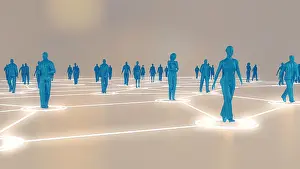 3D rendering with social communication and network concept with 3d models of people