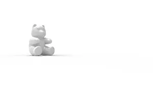 Presents Prints: 3d rendering of a teddy bear isolated in white studio background