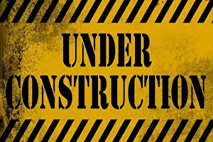 White Work Prints: 3D rendering of an under-construction sign yellow with stripes