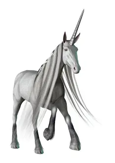 Mane Prints: 3D Rendering White Unicorn on White