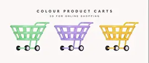 Good Prints: 3d Set of color product cart for shopping concept