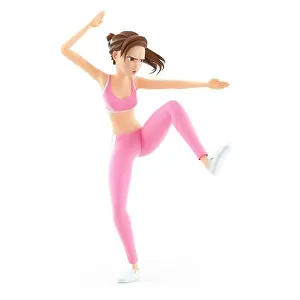 Sportswoman Prints: 3d sporty woman karate pose, illustration isolated on white background