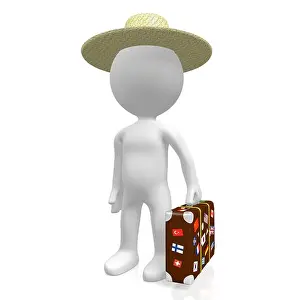 Stickers Prints: 3D traveller with suitcase