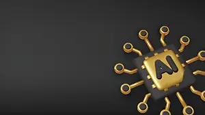 Neural Prints: 3d Vector AI Chip, AI in science and business, Technology and engineering concept