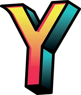 Typeset Prints: 3d y letter design, lettering typography retro and comic theme Vector illustration