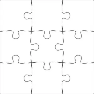 Guidelines Prints: 3x3 Jigsaw puzzle blank template background light lines