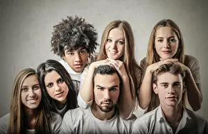 Shout Prints: 4 women and 3 men posing for picture