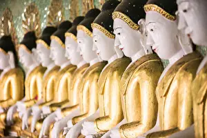 Mandalay Prints: Some of the 45 large Buddha Images at Umin Thounzeh
