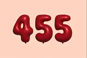 455 3d number balloon made of realistic metallic air balloon 3d rendering