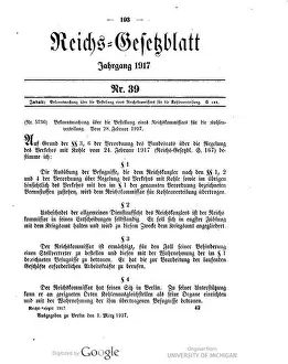 Laws Prints: 472 Deutsches Reichsgesetzblatt 1917 039 0193