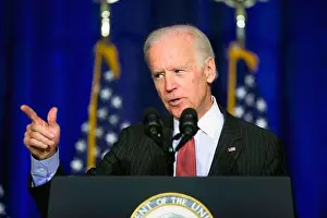 Foreign Policy Prints: 47th US Vice President Joe Biden (born 1942) addressing the National Defense University at Fort McNair on 9 April 2015