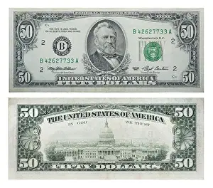 Eastern European Prints: 50 American dollars of the old sample, 1993, front side and backside, Ukraine