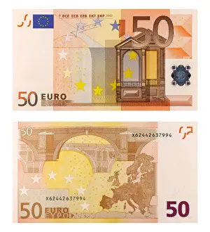 Funds Prints: 50 euro banknote isolated in white