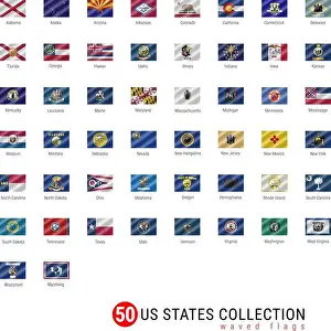 Delaware Prints: 50 US States Vector Flag Set. Official Vector Flags of All 50 States