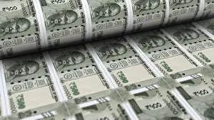 Dispenser Prints: 500 rupee banknotes are being printed by currency press machine