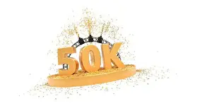 Subscribers Prints: 50K followers celebration on white background - 3D rendering