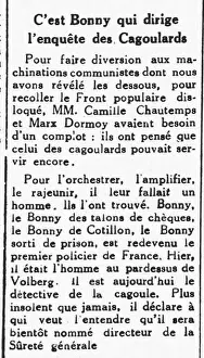 1937 Prints: 53 Bonny et La Cagoule - Le Nouvelliste d'Indochine - 12 décembre 1937