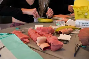Wound Prints: 5th year students during a sewing workshop