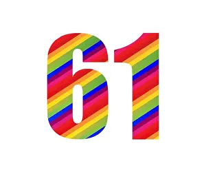 Numeric Prints: 61 Number Rainbow Style Numeral Digit