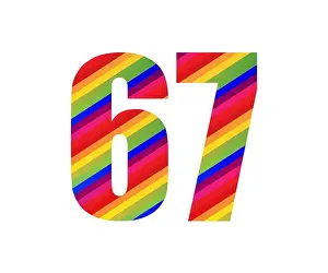Numeral Prints: 67 Number Rainbow Style Numeral Digit