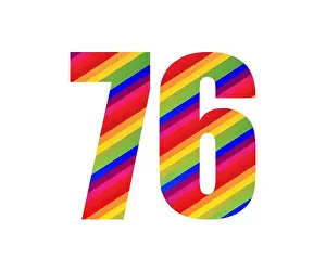 Numeral Prints: 76 Number Rainbow Style Numeral Digit