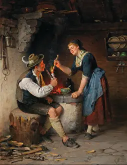 Intimacy Prints: 78 Rudolf Epp - Young Couple by the Fireplace