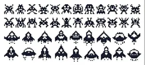 Quirky Prints: 8 bit pixel art space ships and alien invaders