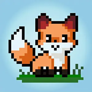 Pixel Prints: 8-bit pixel of fox. Animal in Vector illustration for cross stitch and game assets