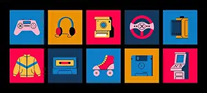 Reel Prints: 80s or 90s stickers. Pop fashion style