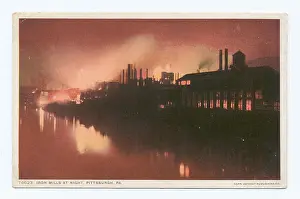 Industrial Heritage Prints: 812 Iron Mills at Night, Pittsburgh, Pa (NYPL b12647398-73776)