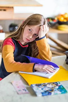 Fatigue Prints: 9-year-old girl doing her homework