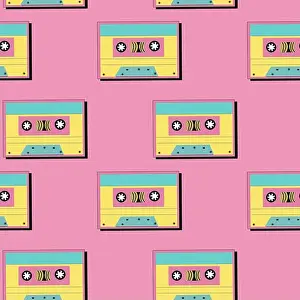 Analog Prints: 90s music background with audio equipment from 00s