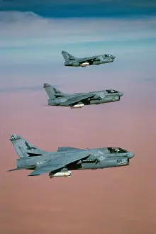 On The Move Prints: A-7E Corsairs flying in formation