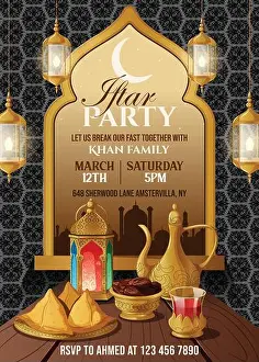 Ramadan Prints: A4-sized editable vector invitation for Iftar party