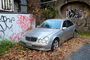 Mercedes Benz Prints: An abandonded Mercedes car in Tokyo, Japan