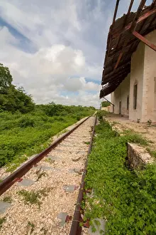 Water Tower Prints: Abandoned railway track. Jungle in Mexico slowly recovers land