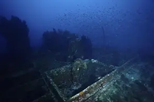 Rundown Prints: Abandoned shipwreck on the seabed