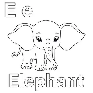 Trace Prints: ABC alphabet tracing practice worksheet. Letter E for Elephant coloring pages v